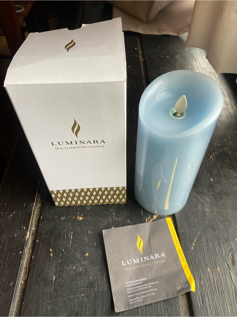 Blue Real Flame-Effect LED Pillar Candle